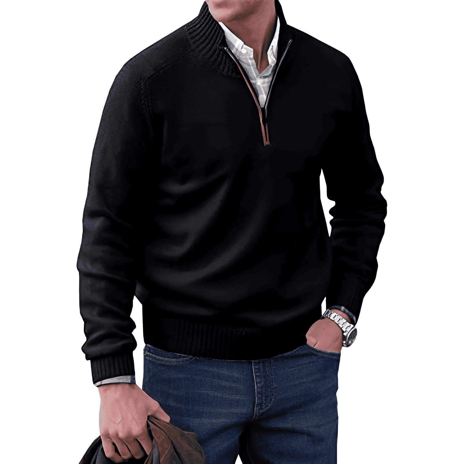 Achille | Elegante pullover con chiusura a zip